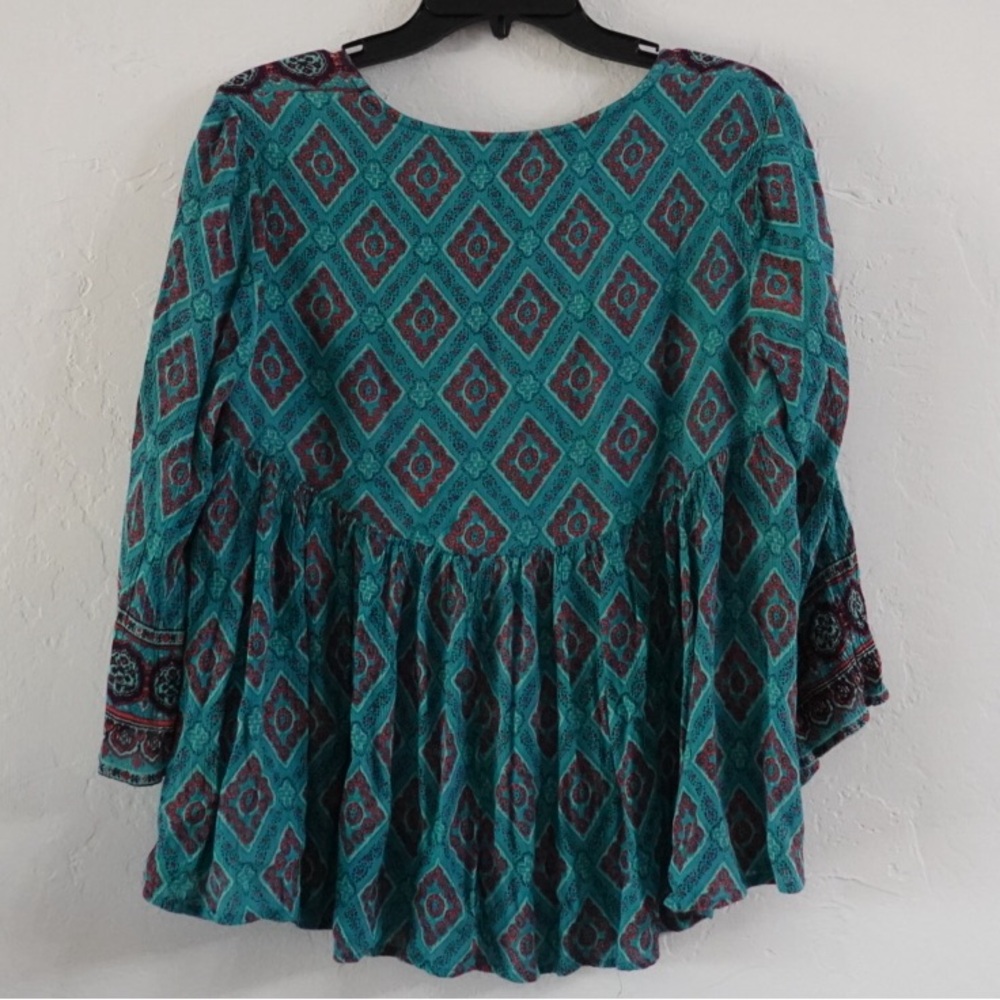 O’Neill Boho Open-Front Kimono Cardigan – Size XS/S, Teal/Red‎ Geometric - Picture 7 of 7